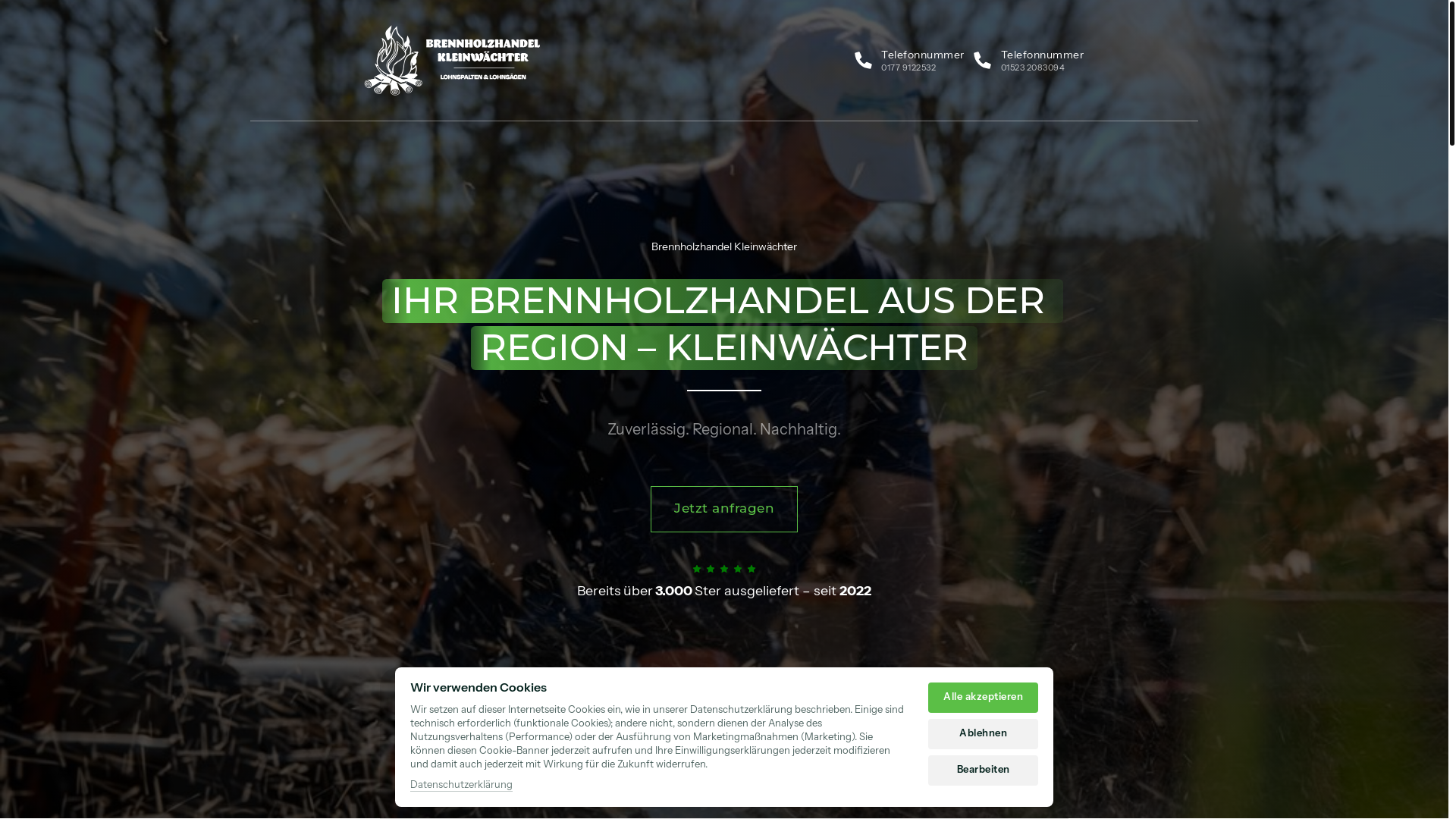 website screenshot of https://brennholzhandel-kleinwaechter.de/