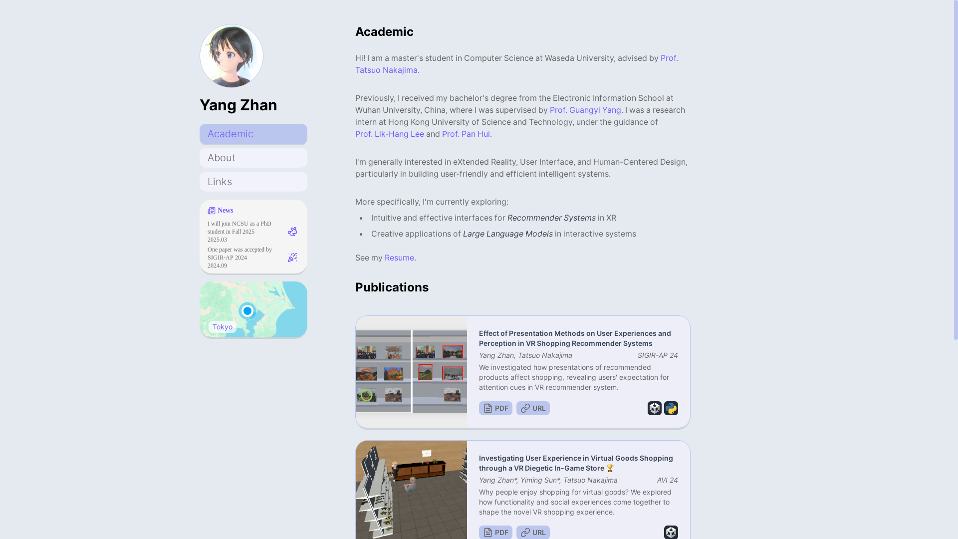 website screenshot of https://yangzhan.pages.dev/