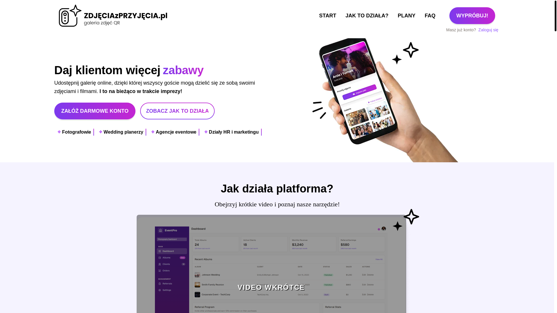 website screenshot of https://partner-zdjeciazprzyjecia-production.pages.dev/