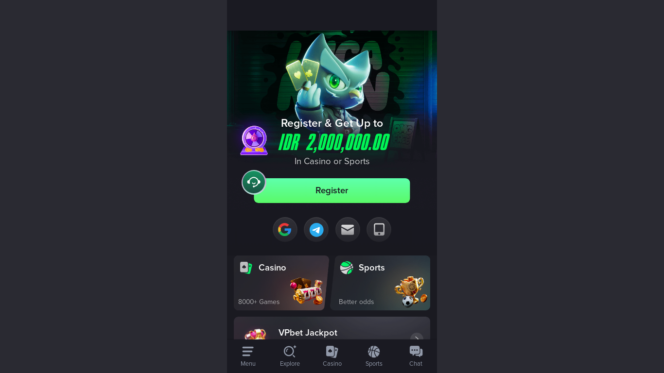 website screenshot of https://vpbet.com/