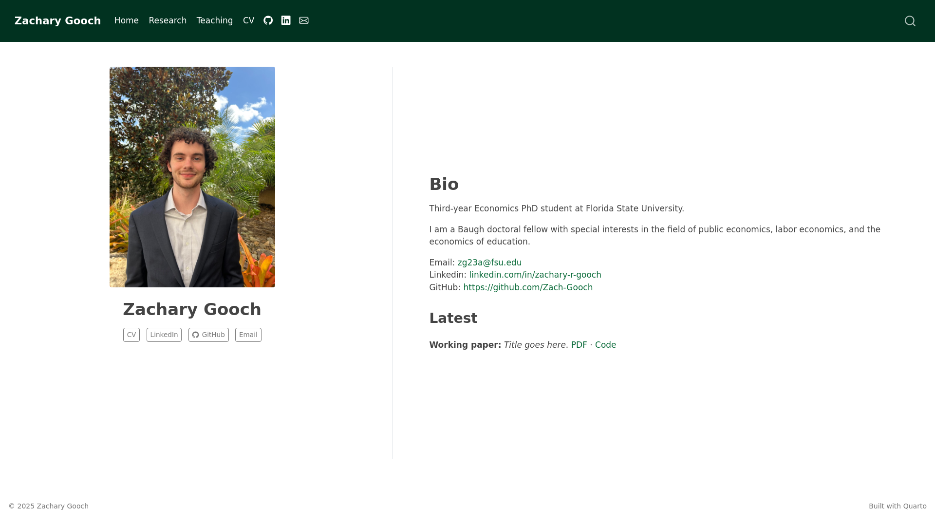 website screenshot of https://zacharygooch.com/