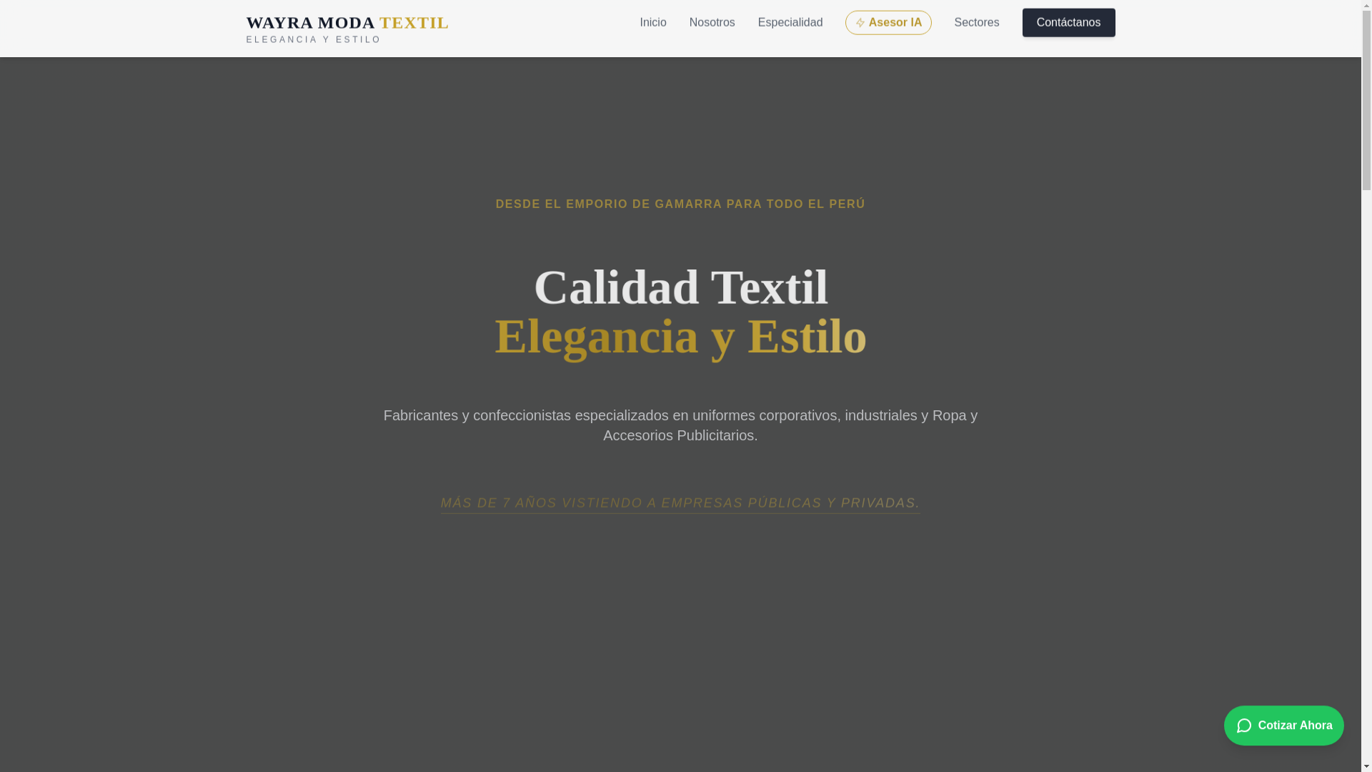 website screenshot of https://wayramoda.com.pe/