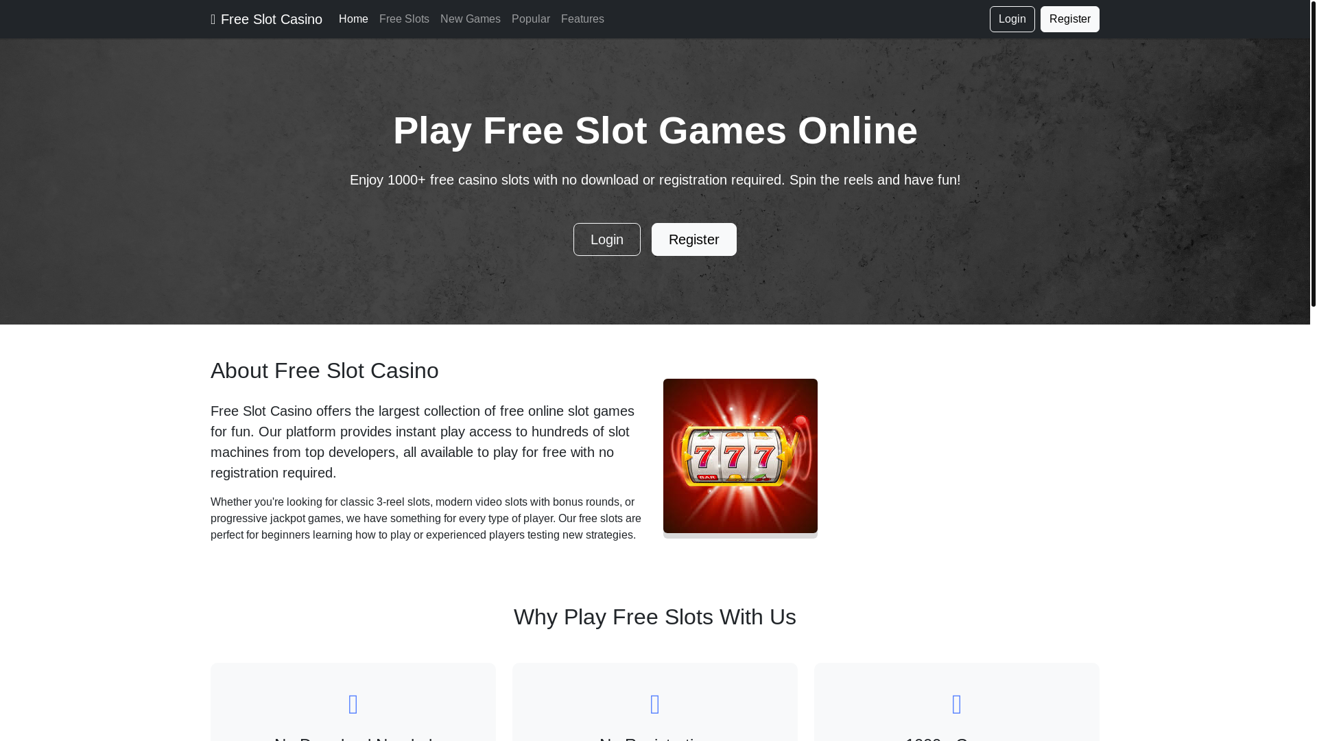 website screenshot of https://freeslotcasino.lol/