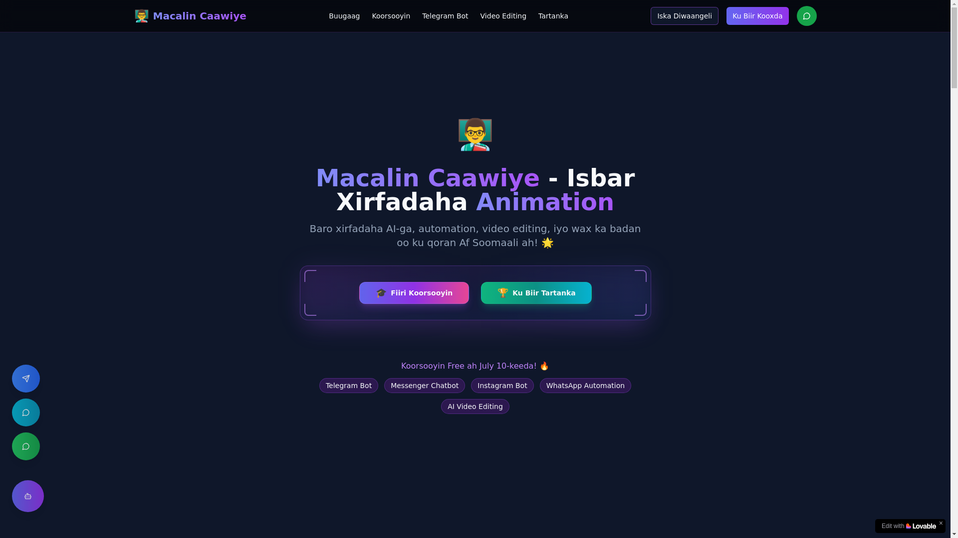 website screenshot of https://somalibotmaster.net/