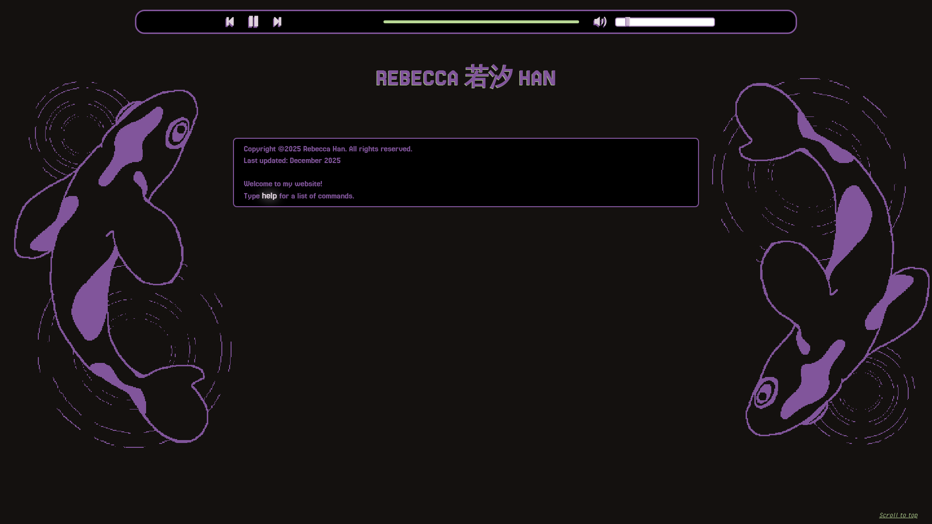 website screenshot of https://rebeccahan.ca/