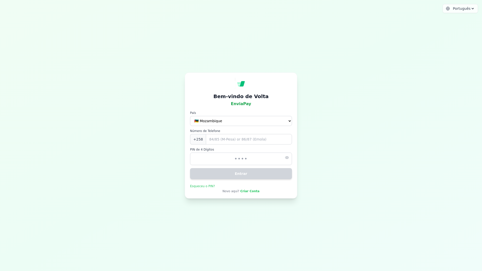 website screenshot of https://enviapay-frontend.pages.dev/