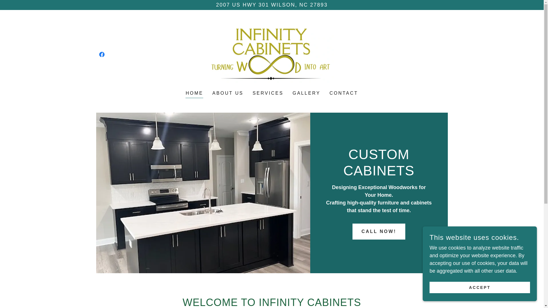 website screenshot of https://infinity-cabinets.com/