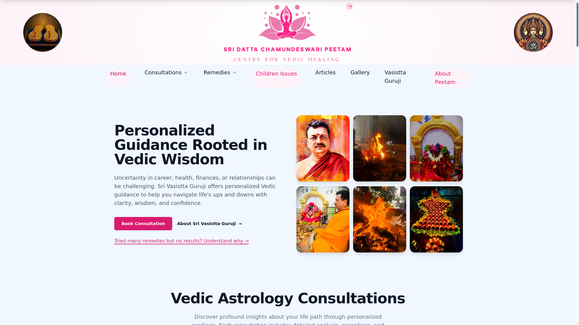 website screenshot of https://vedic-healing-solutions-website.pages.dev/