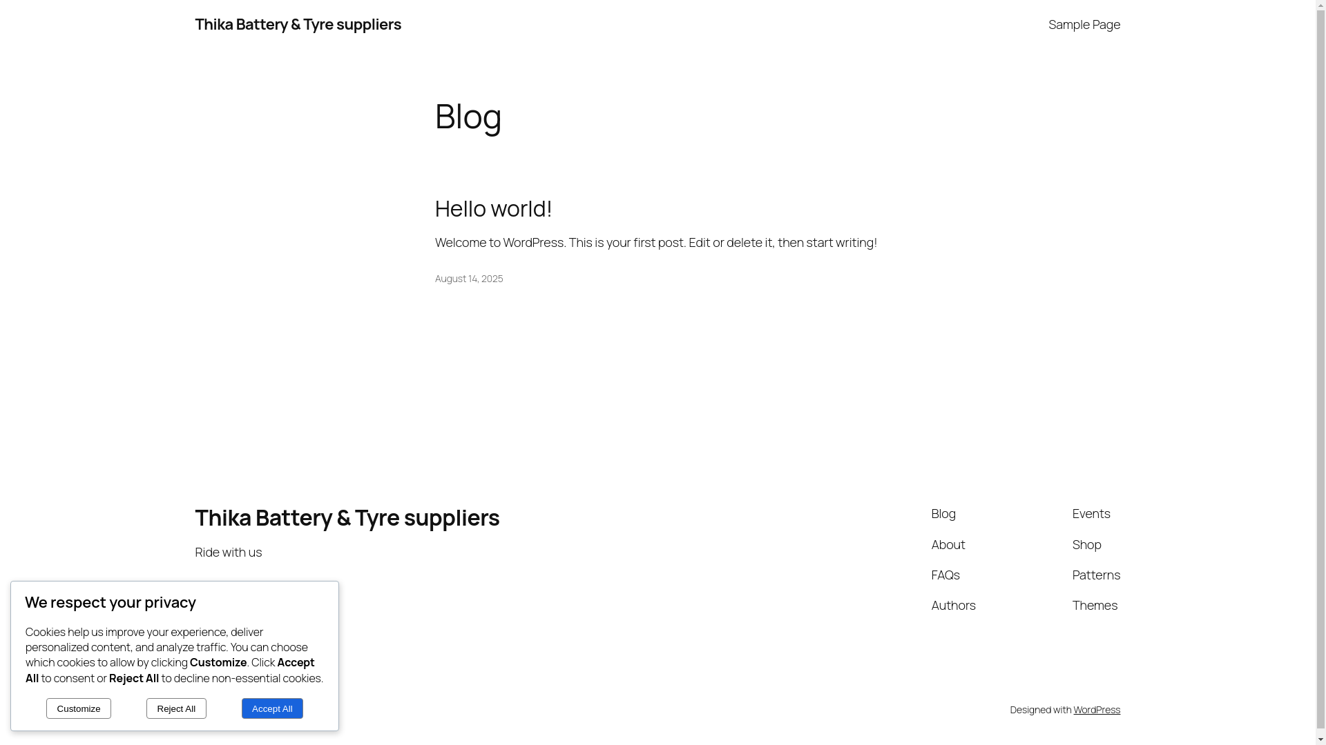 website screenshot of https://thikabatteriesandtyressupplier.co.ke/