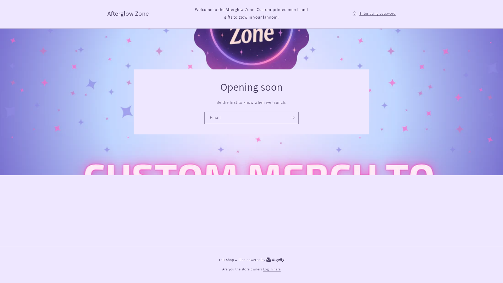 website screenshot of https://afterglowzone.com/