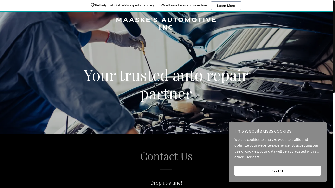 website screenshot of https://maaskesautomotiveinc.com/