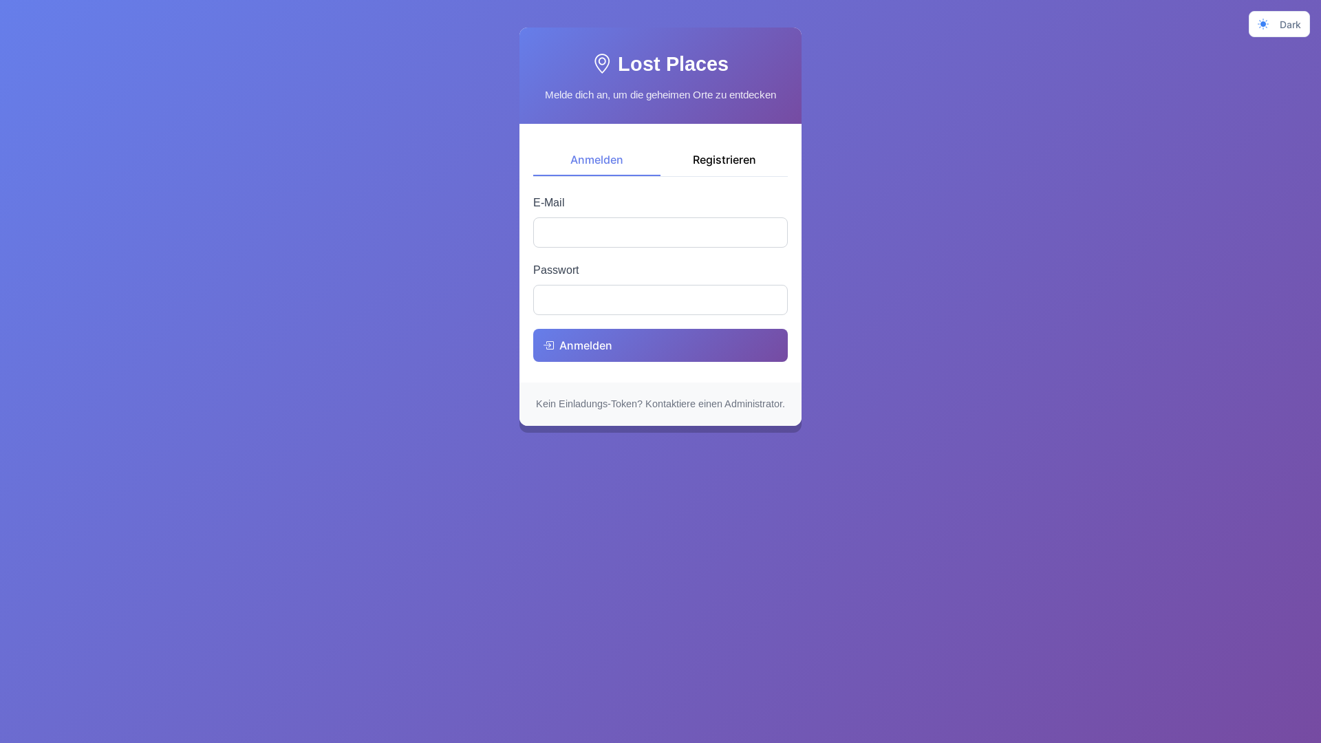 website screenshot of https://lostplaces.app/