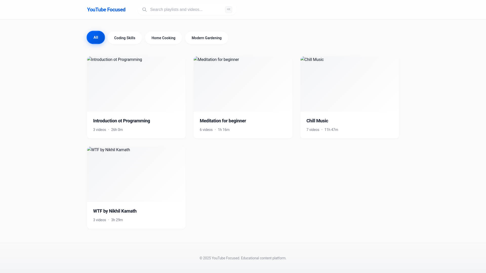 website screenshot of https://youtube-focused.com/