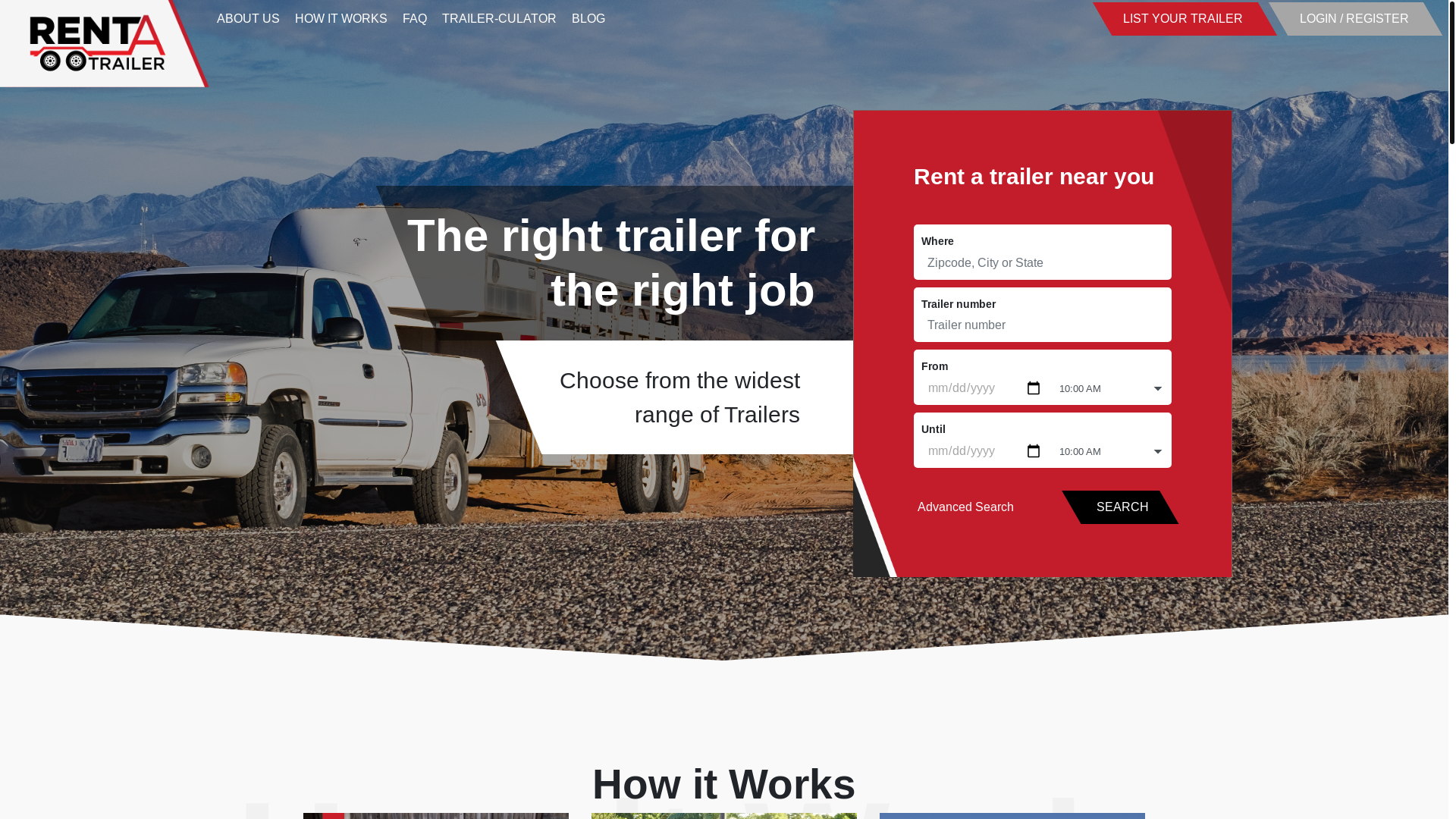 website screenshot of https://rentatrailer-staging.click/