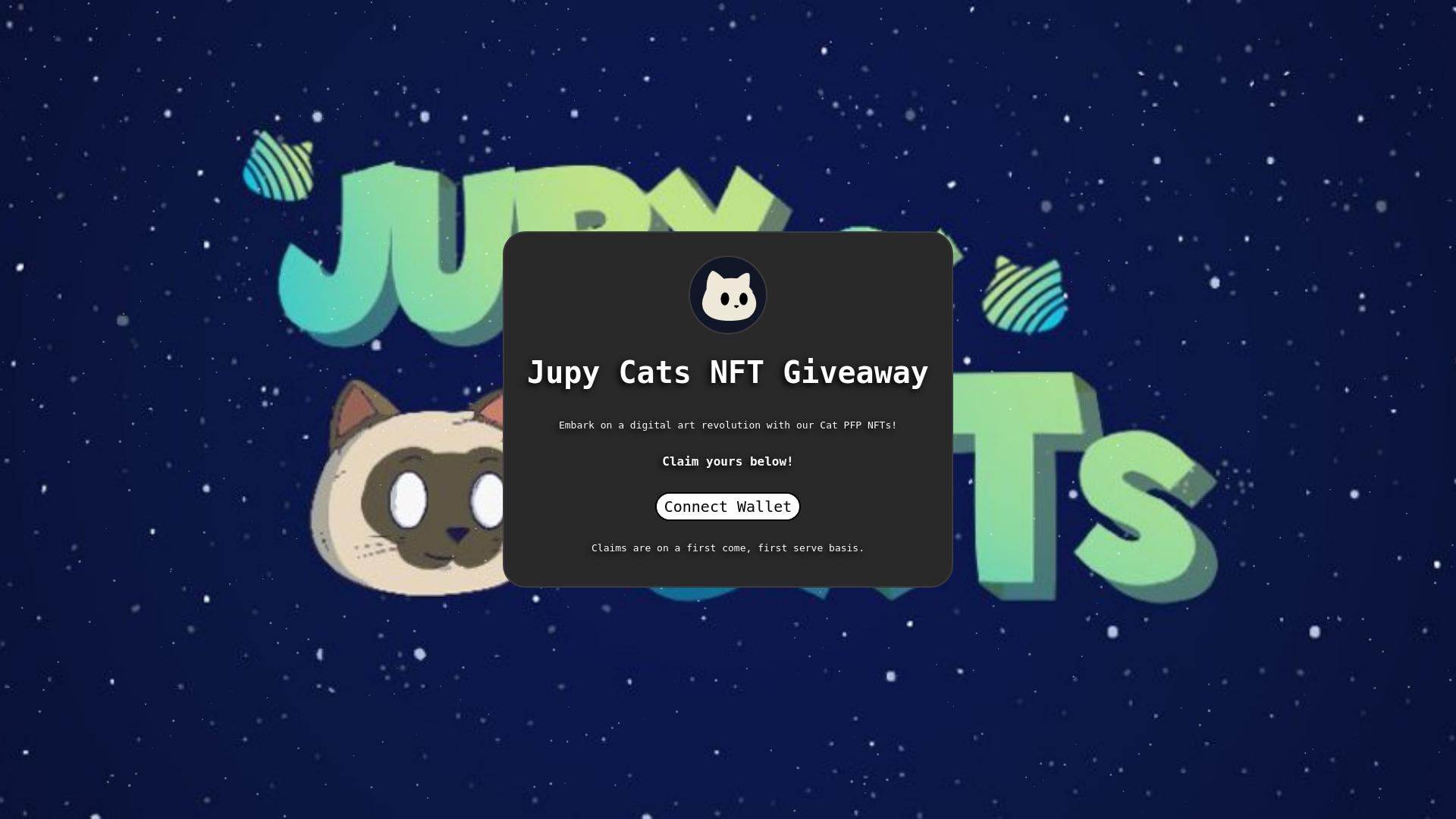 website screenshot of https://jupycats.art/