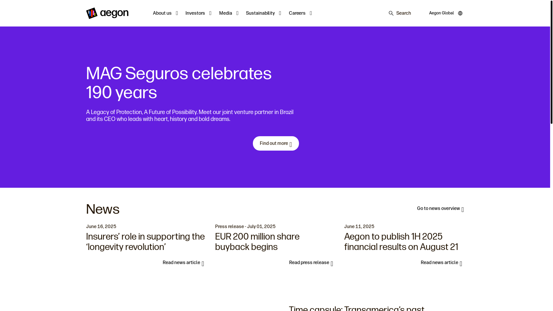website screenshot of https://aegon.com/