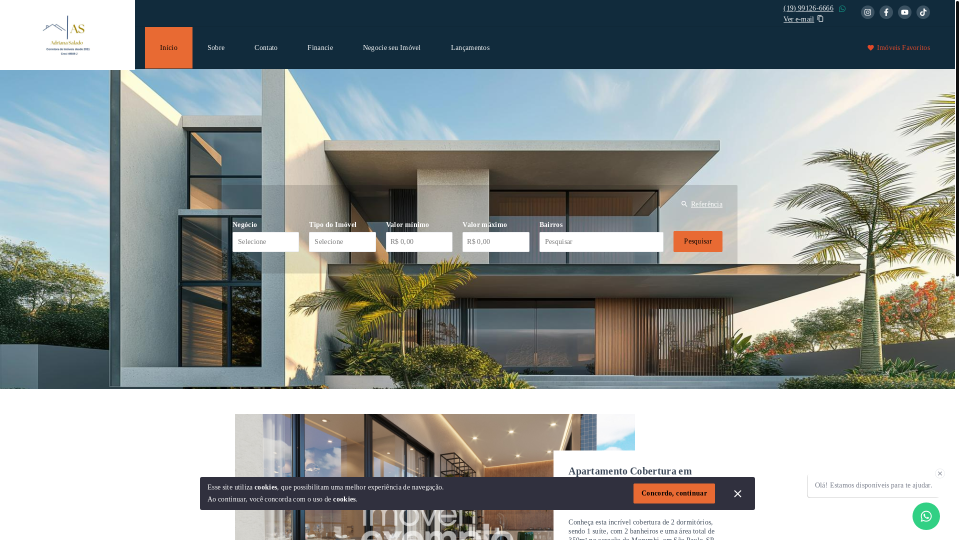 website screenshot of https://adrianasaladocorretora.com.br/