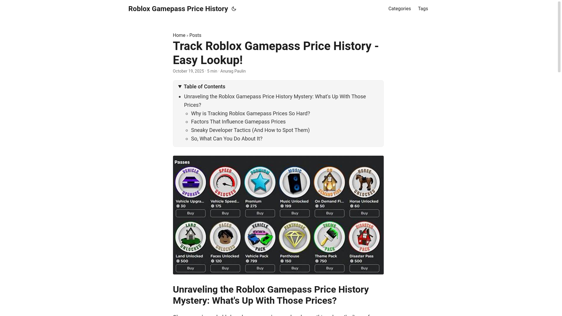 website screenshot of https://roblox-gamepass-price-history.pages.dev/