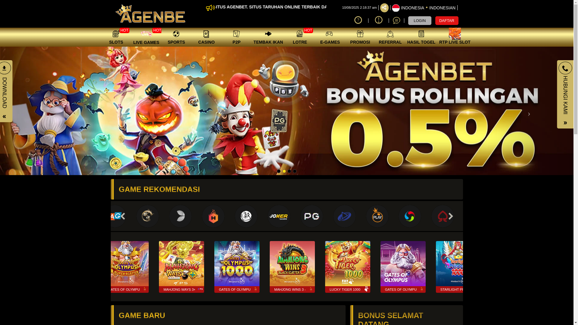 website screenshot of https://agenbetamp.live/