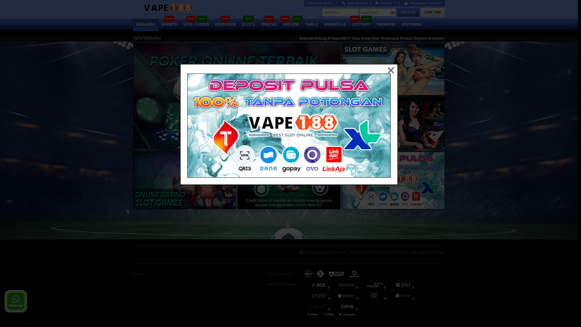 website screenshot of https://gamevape188.art/