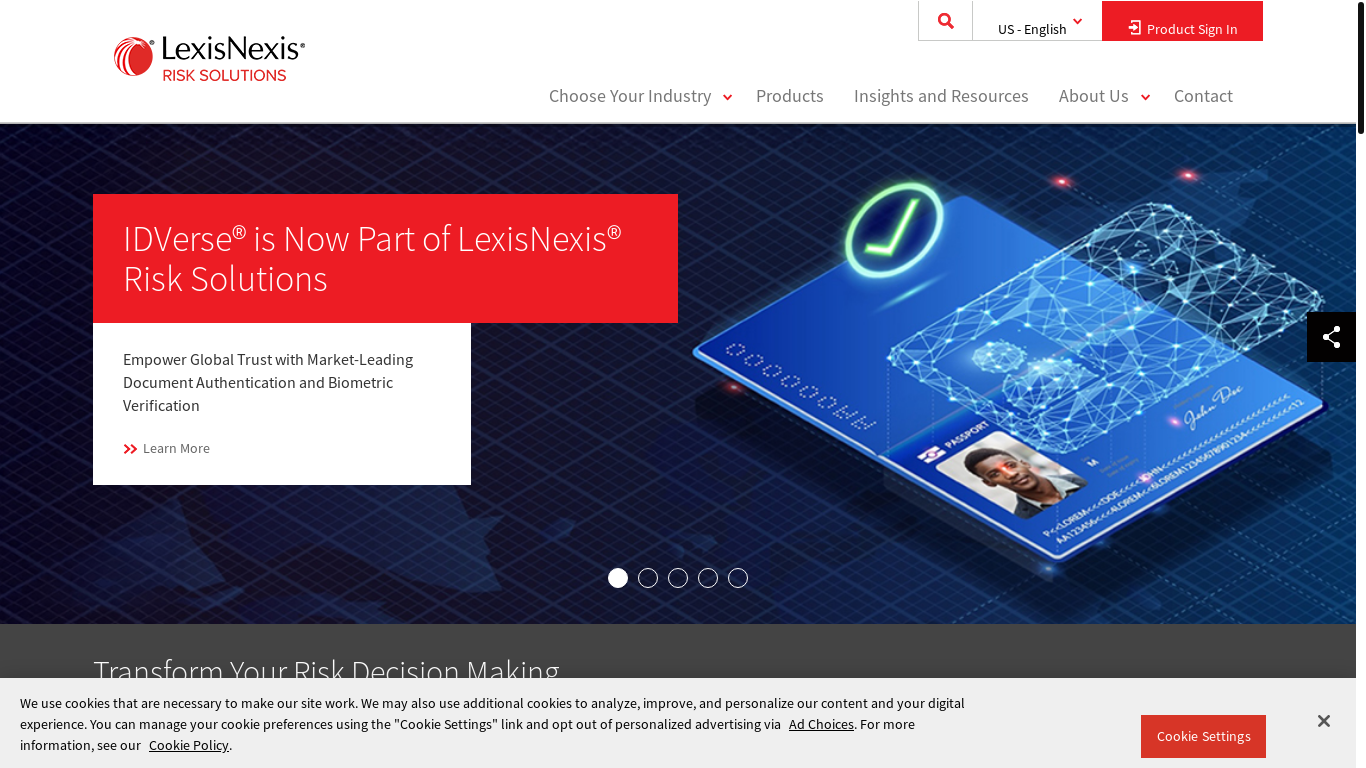 website screenshot of https://lexisnexisrisk.com/