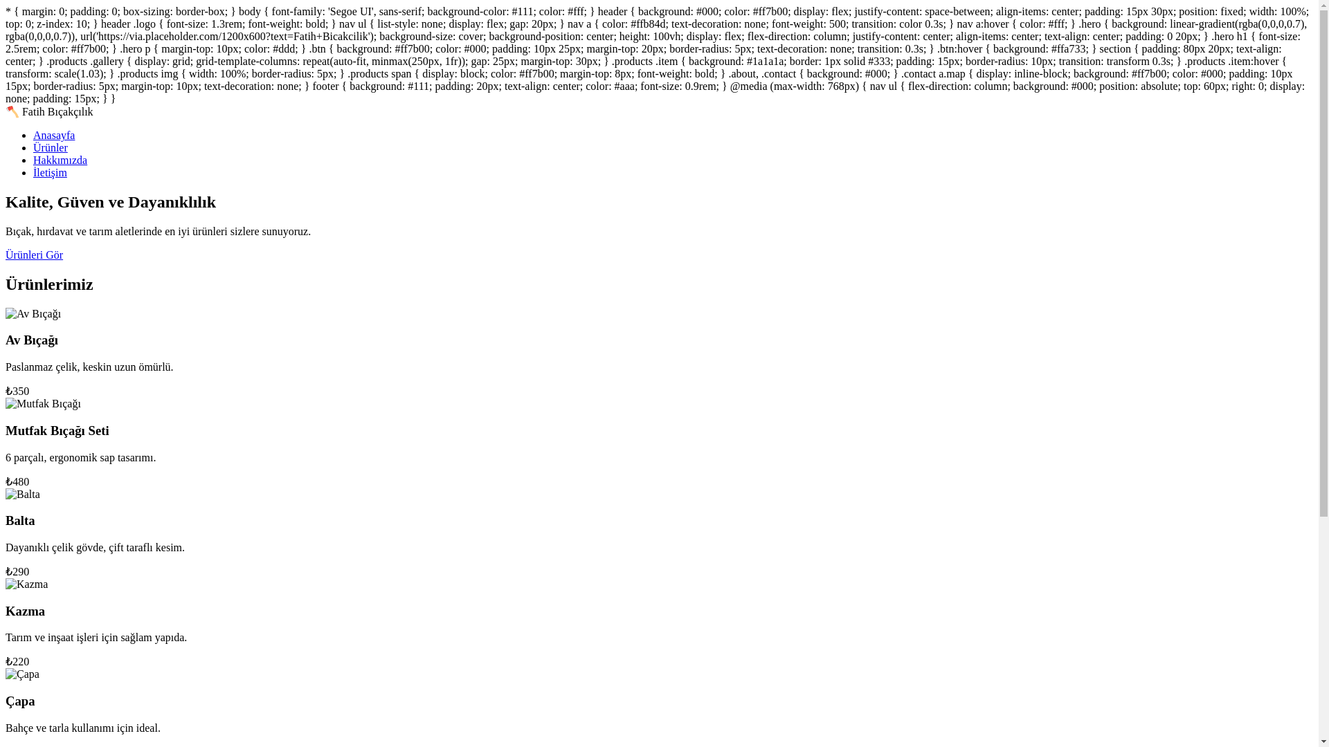 website screenshot of https://fatihbicakcilik.site/