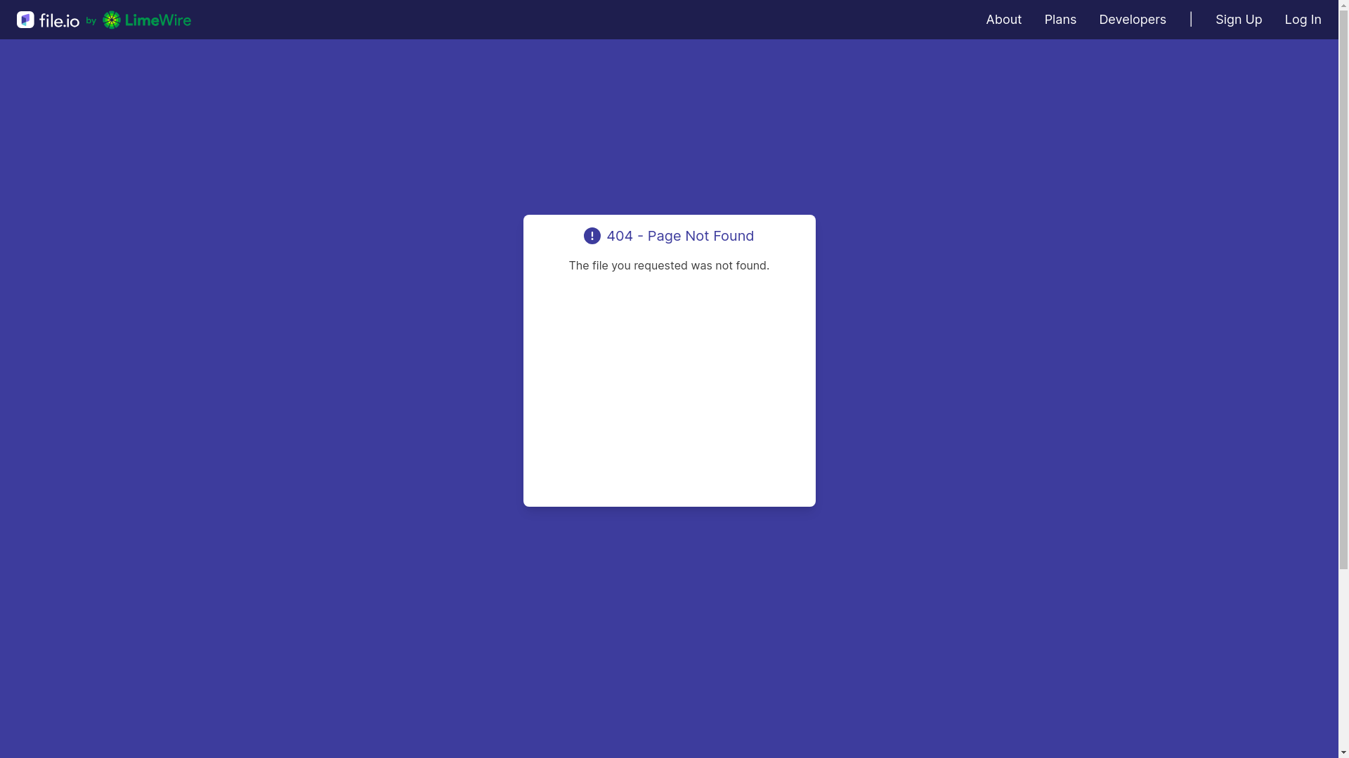 website screenshot of https://file.io/5xw8cyqw3ywb