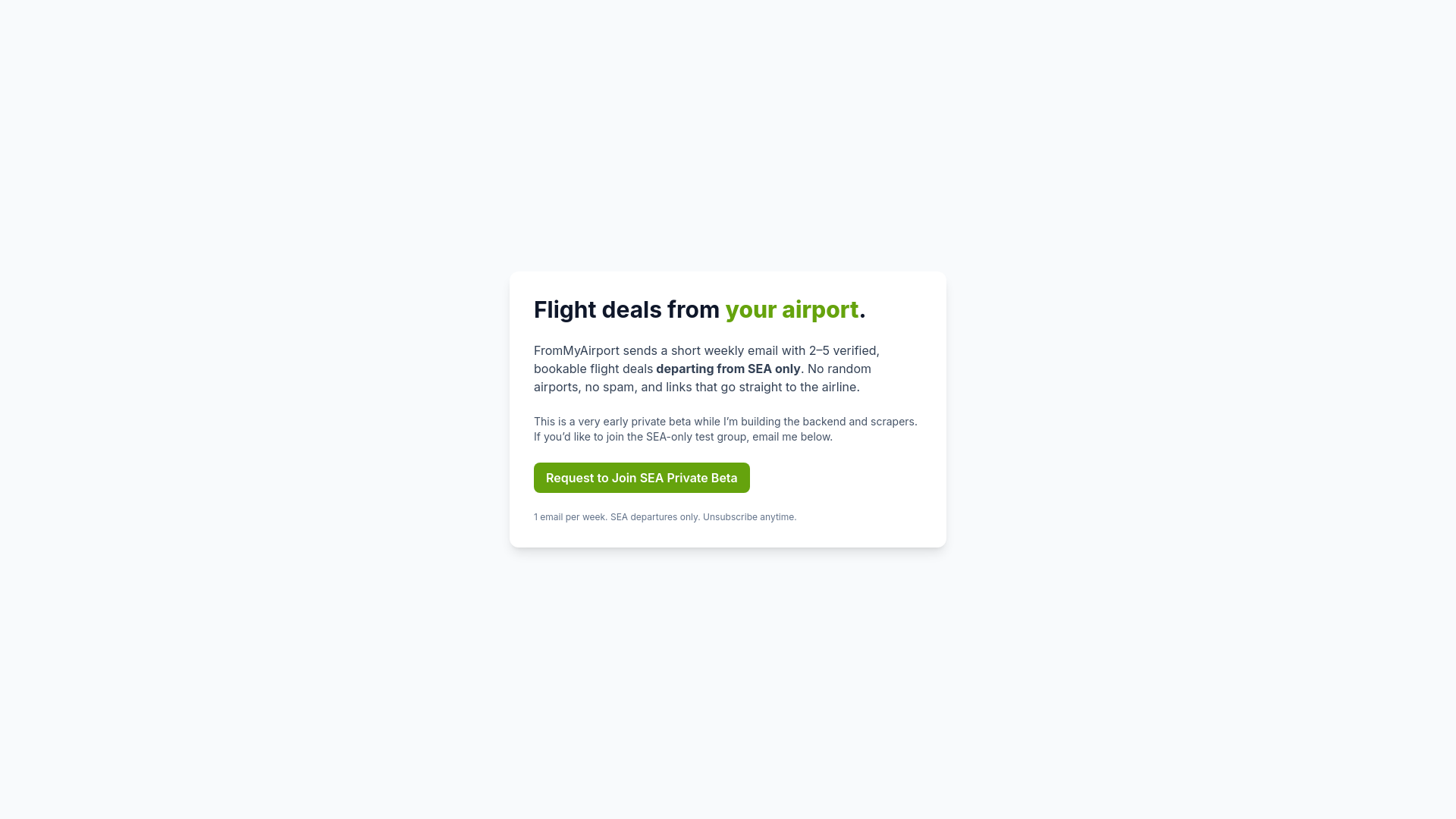 website screenshot of https://frommyairport.com/