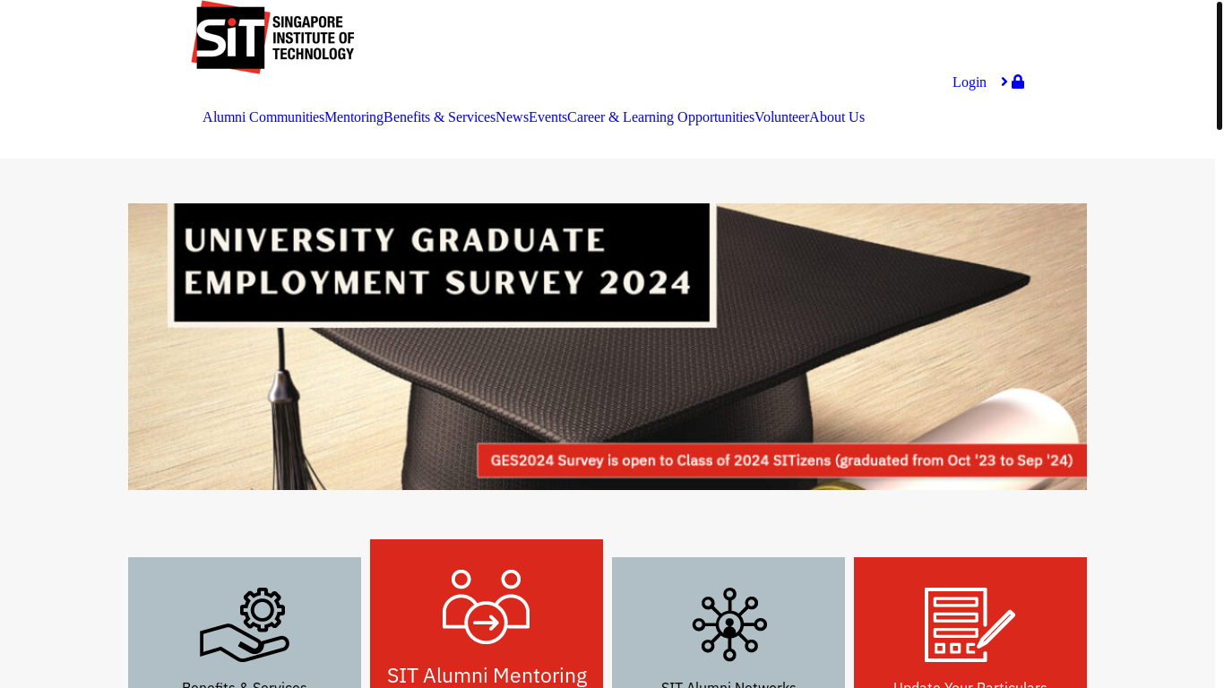 website screenshot of https://alumni.singaporetech.edu.sg/