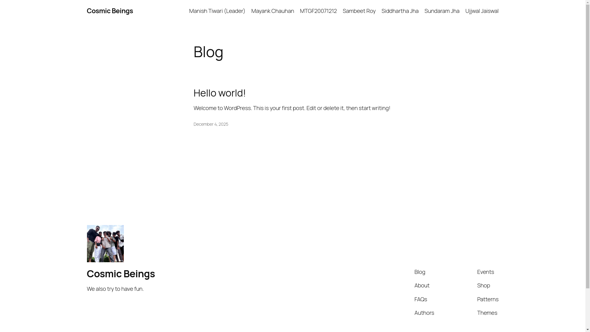 website screenshot of https://cosmic-being.info/