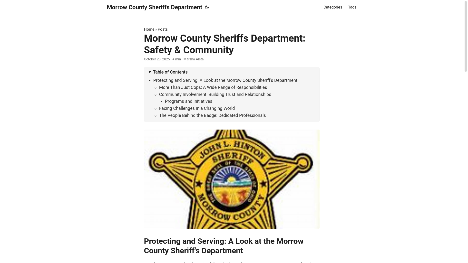 website screenshot of https://morrow-county-sheriffs-department.pages.dev/