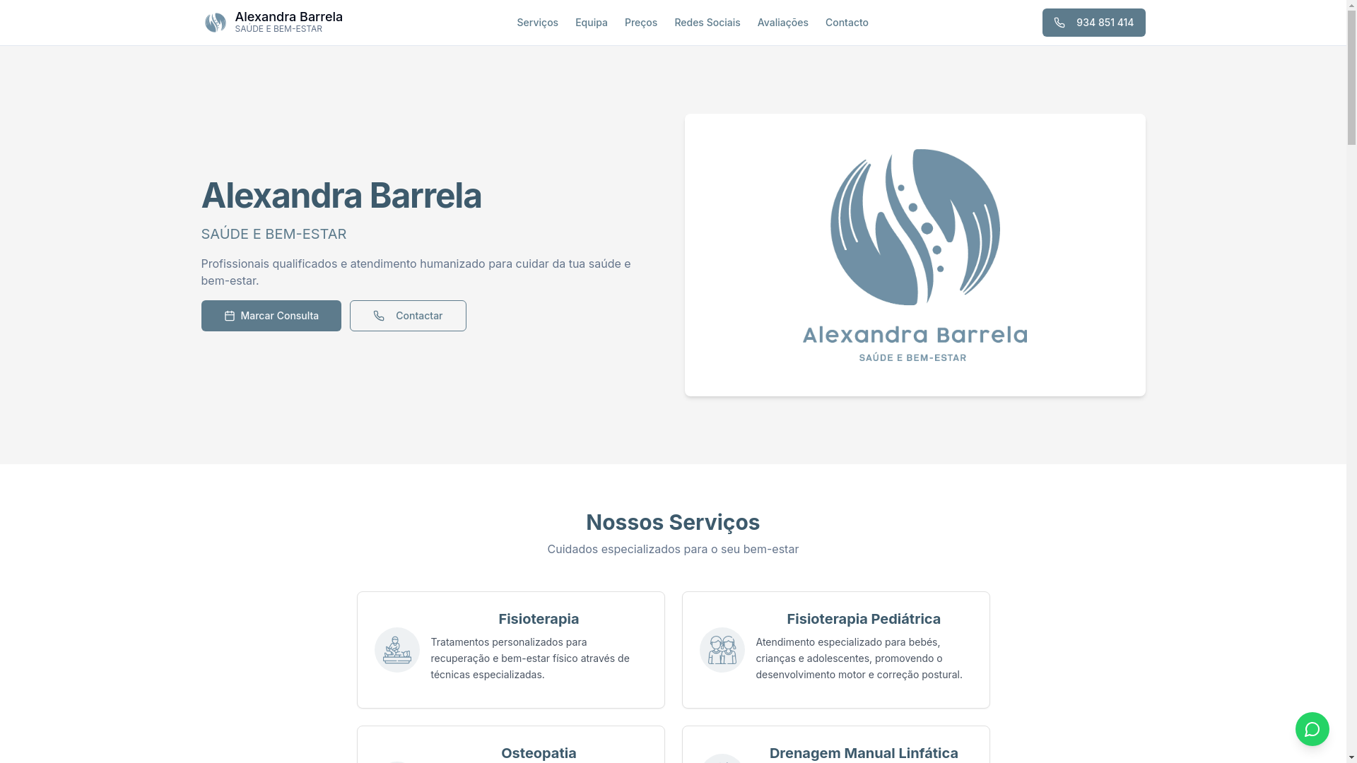 website screenshot of https://alexandrabarrelasaude.pages.dev/