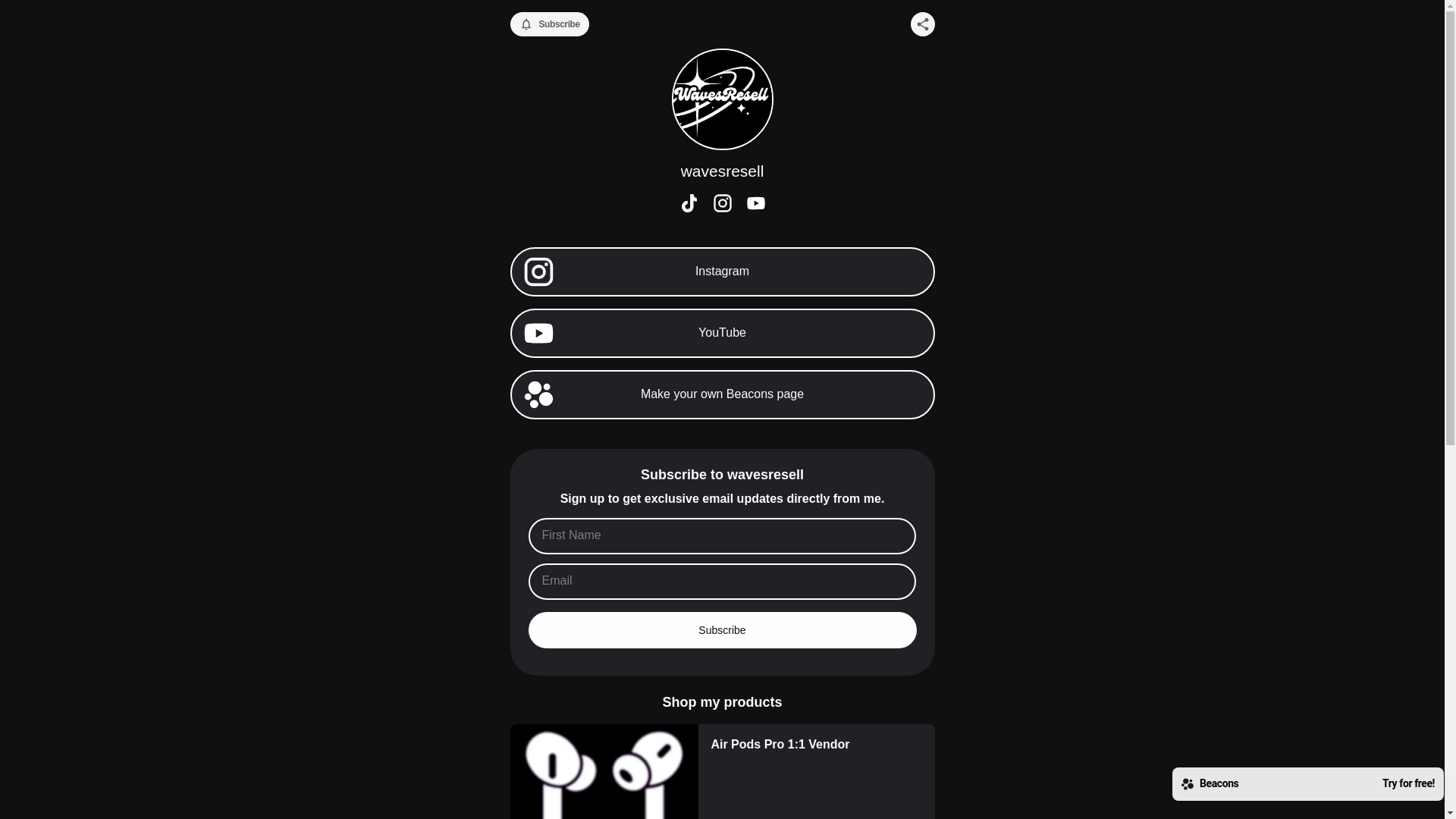 website screenshot of https://wavesresell.com/