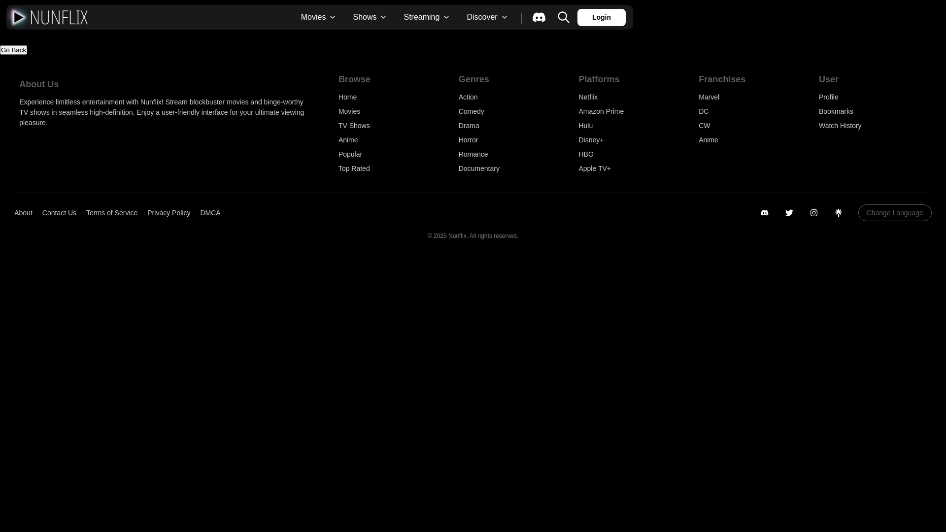 website screenshot of https://nunflix.org/watch/movie/207