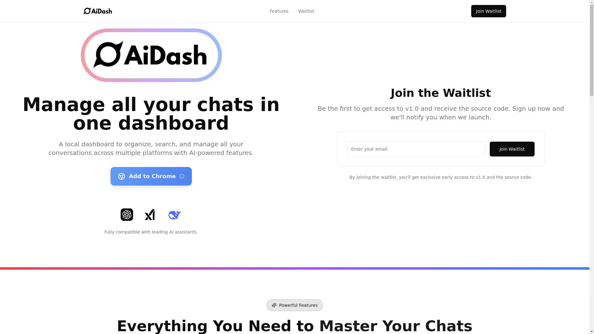 website screenshot of https://getaidash.com/