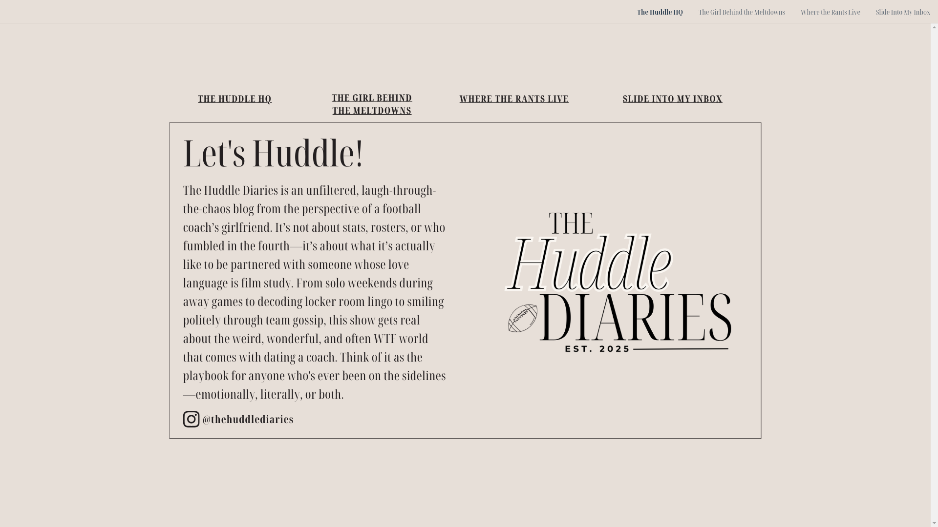 website screenshot of https://thehuddlediaries.com/