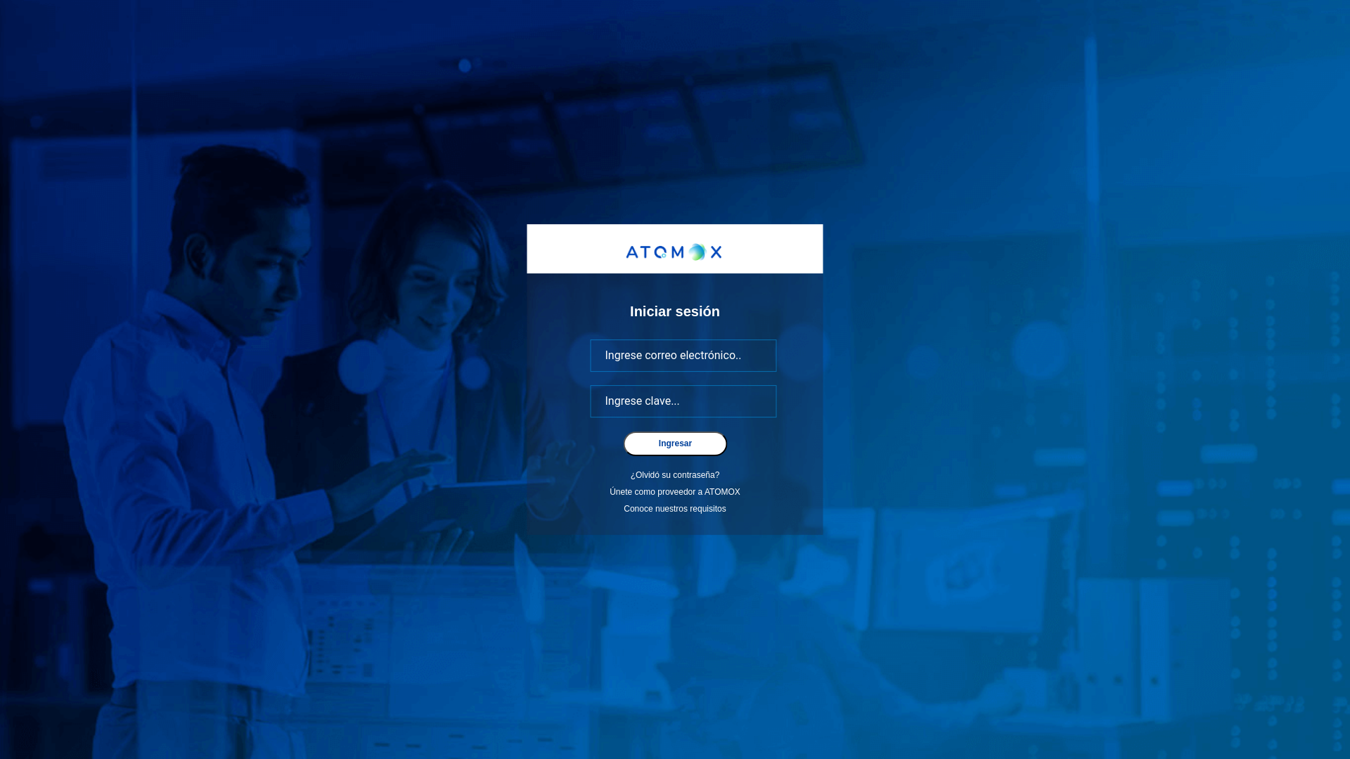 website screenshot of https://v1.atomox.com/Account/Login?ReturnUrl=%2F