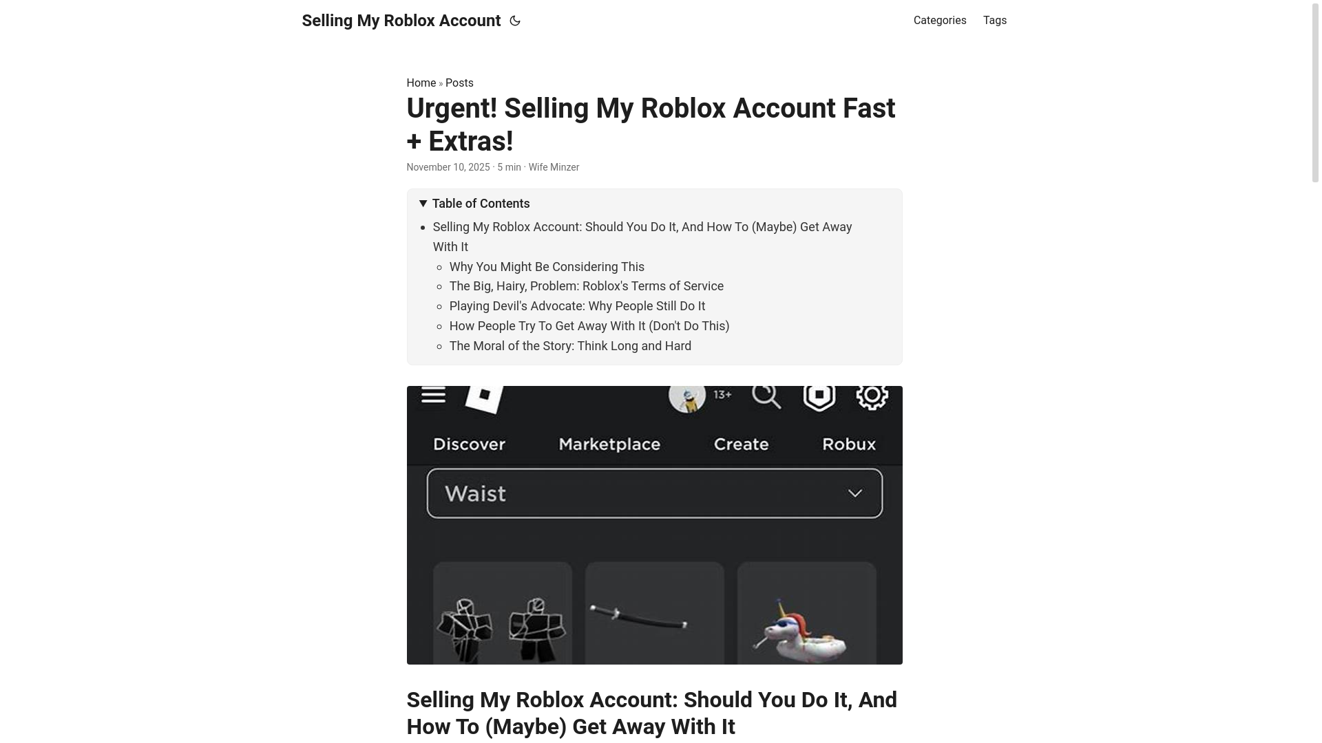website screenshot of https://selling-my-roblox-account.pages.dev/