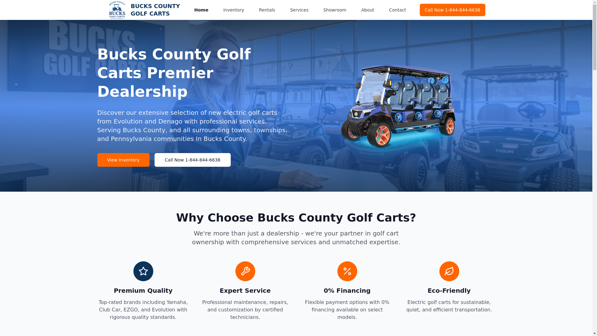 website screenshot of https://bucksgolfcarts.com/