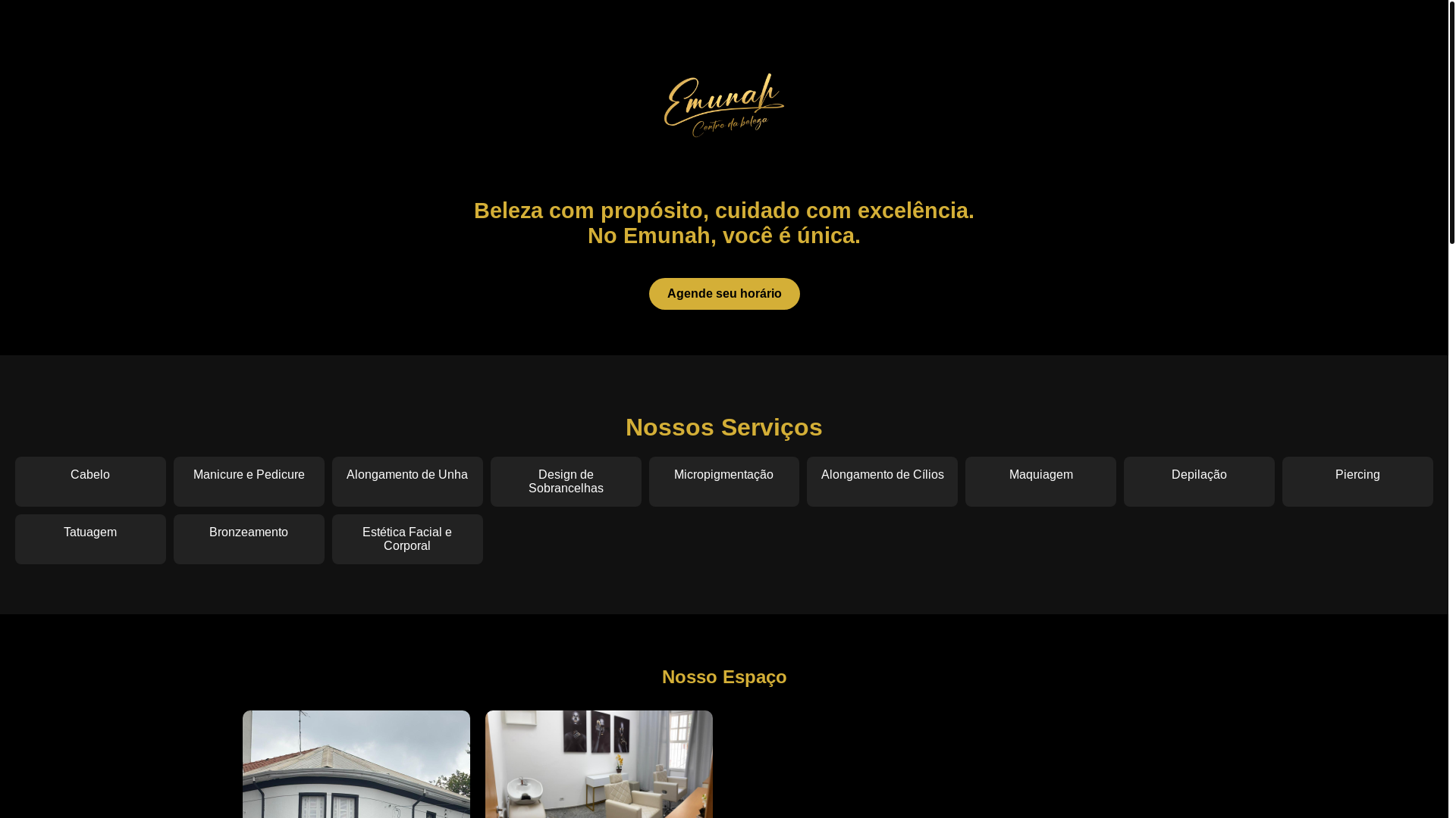website screenshot of https://emunahcentrodabeleza.com.br/
