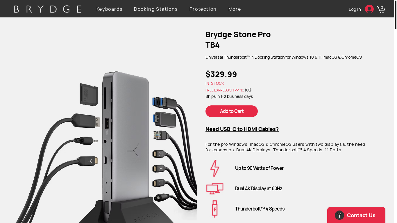 website screenshot of https://www.brydge.com/stone-pro-tb4