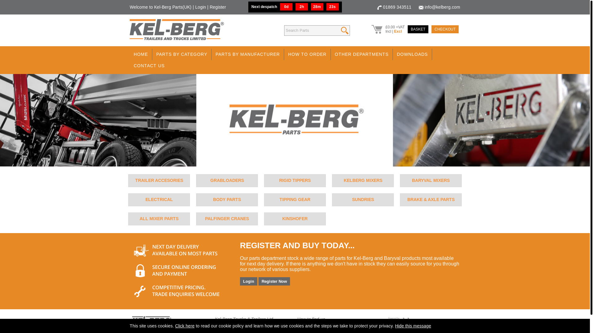 website screenshot of https://kelbergparts.com/