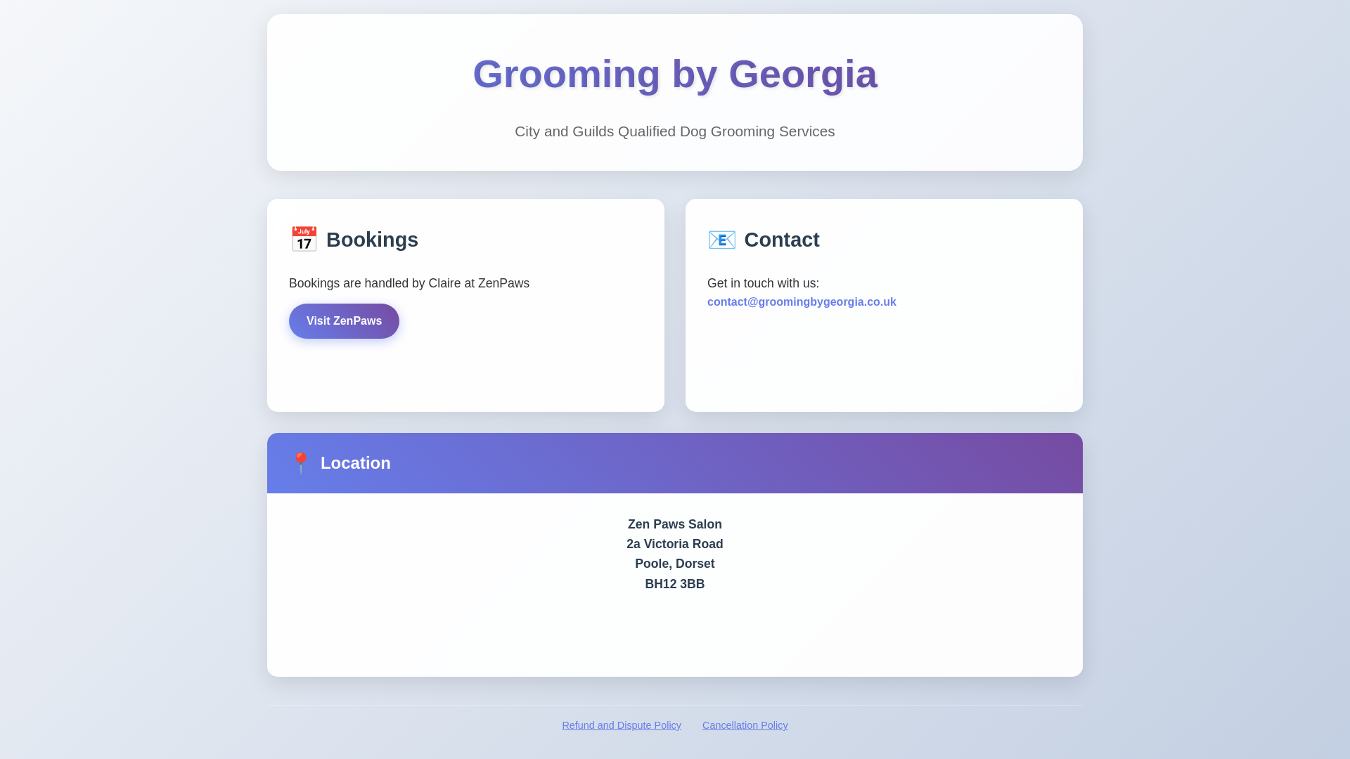 website screenshot of https://groomingbygeorgia.co.uk/