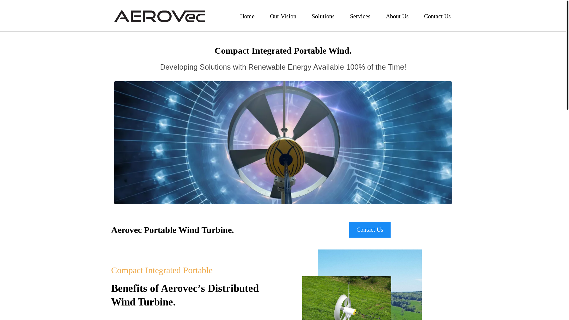 website screenshot of https://aerovecenergy.com/