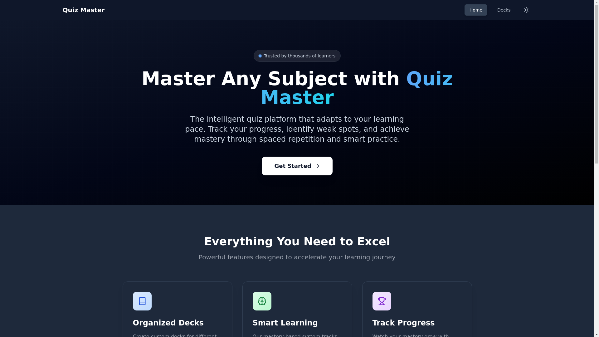 website screenshot of https://quiz-master.ca/
