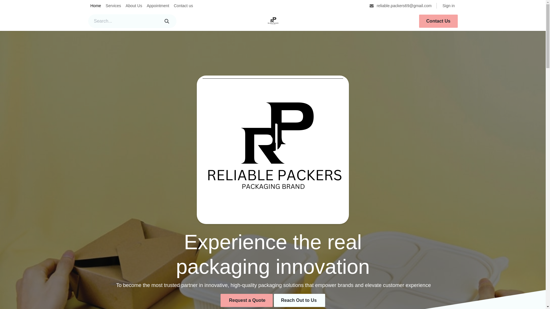 website screenshot of https://reliablepackers.org.in/