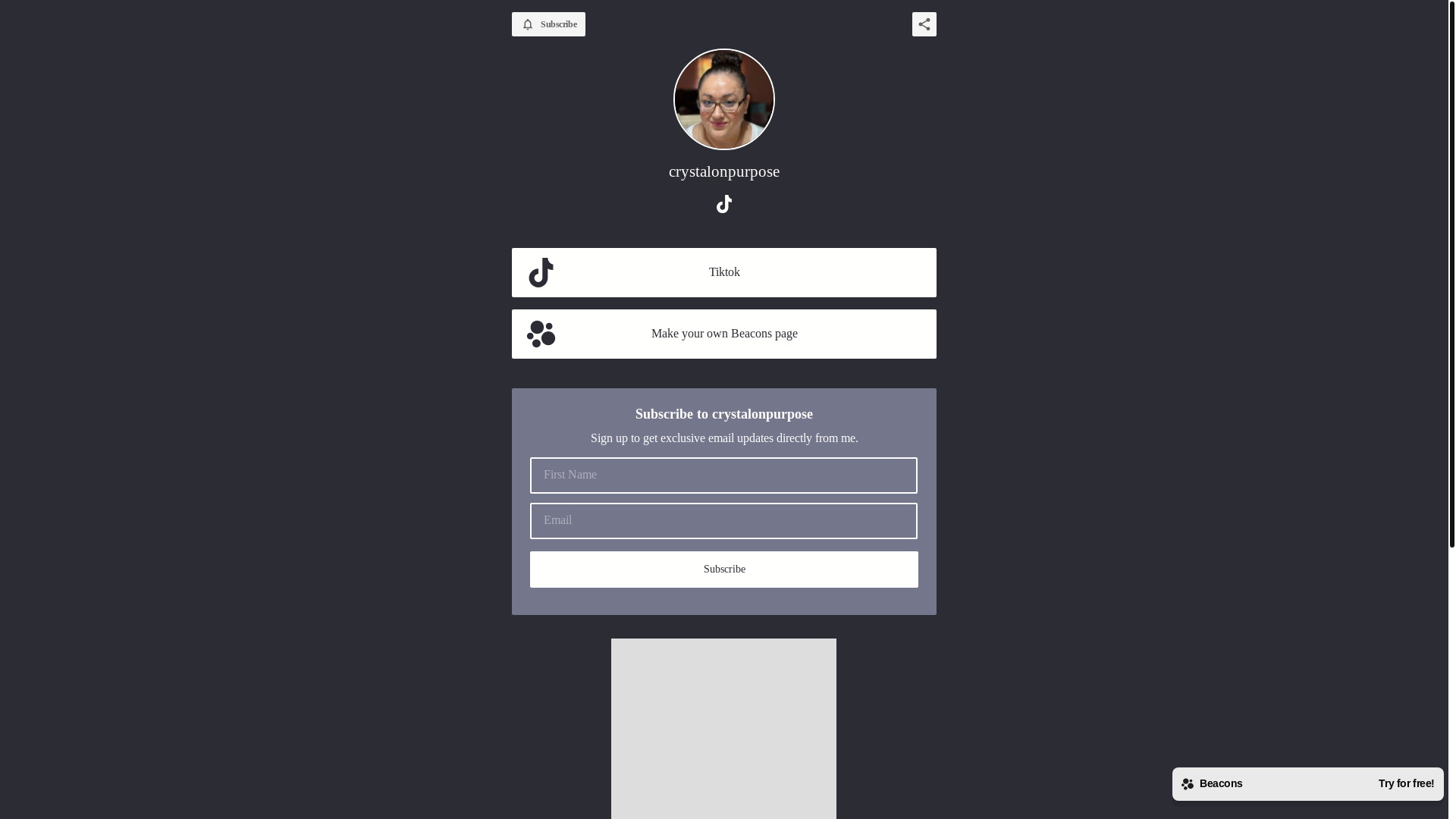 website screenshot of https://crystalonpurpose.com/