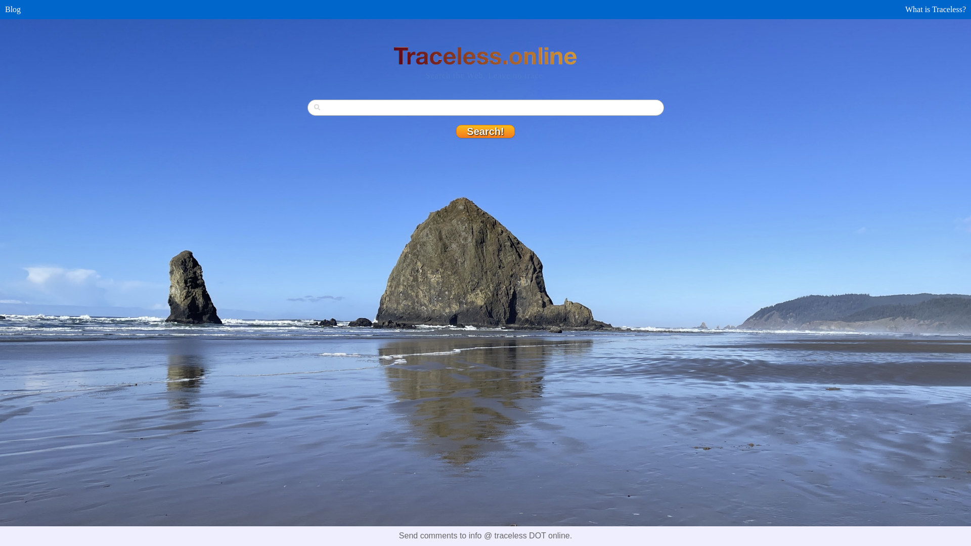 website screenshot of https://traceless.link/