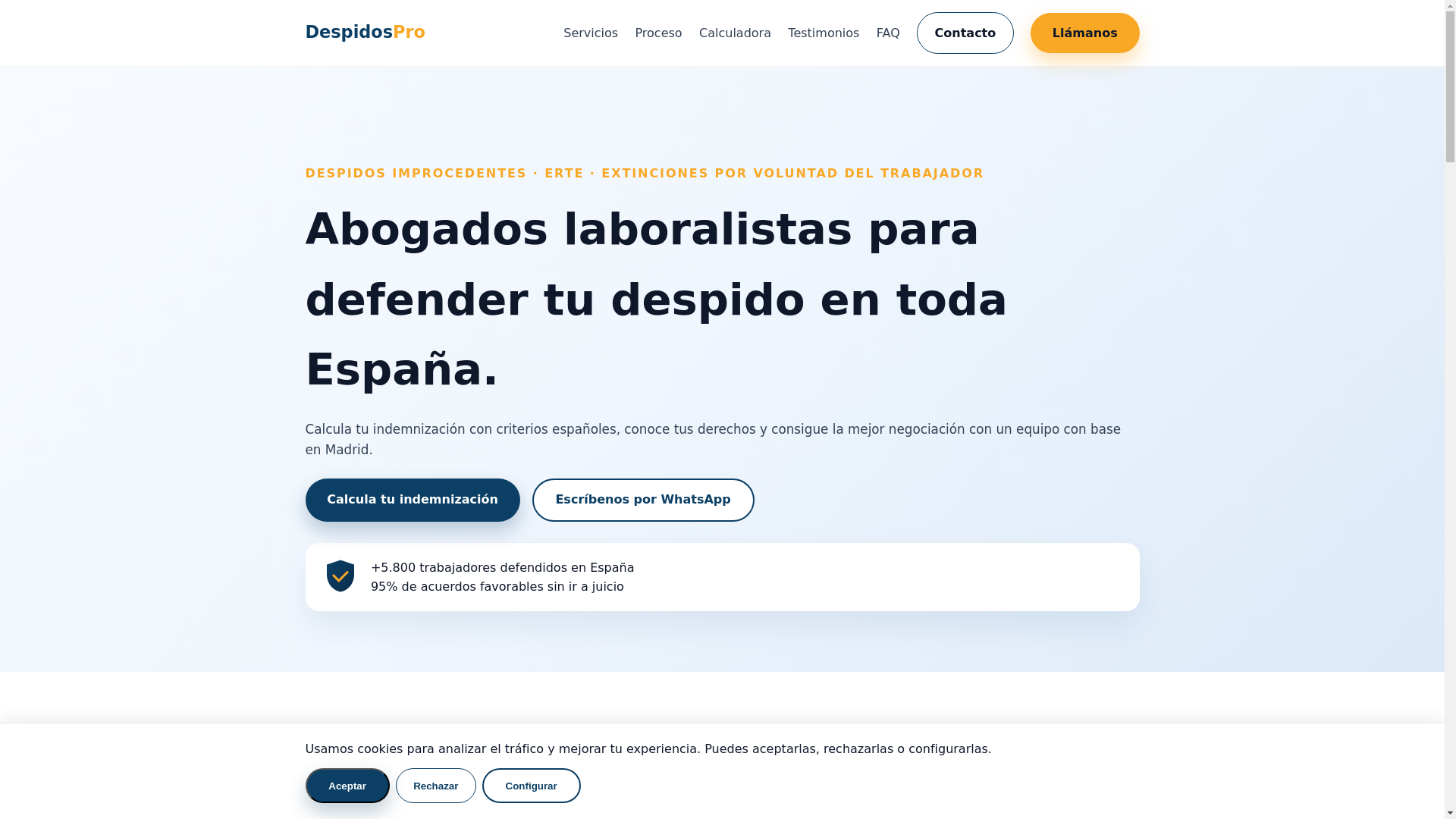 website screenshot of https://despidospro.es/