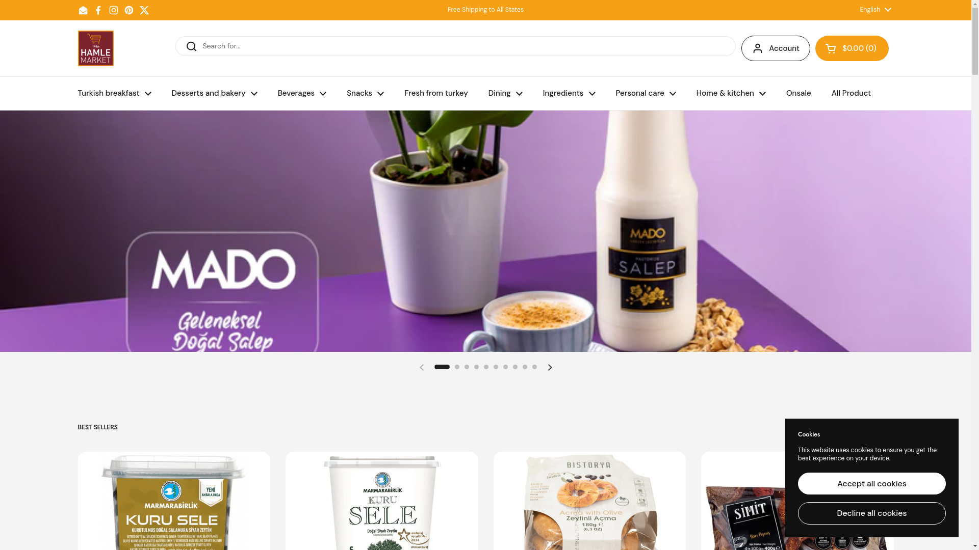 website screenshot of https://www.hamlemarket.com/